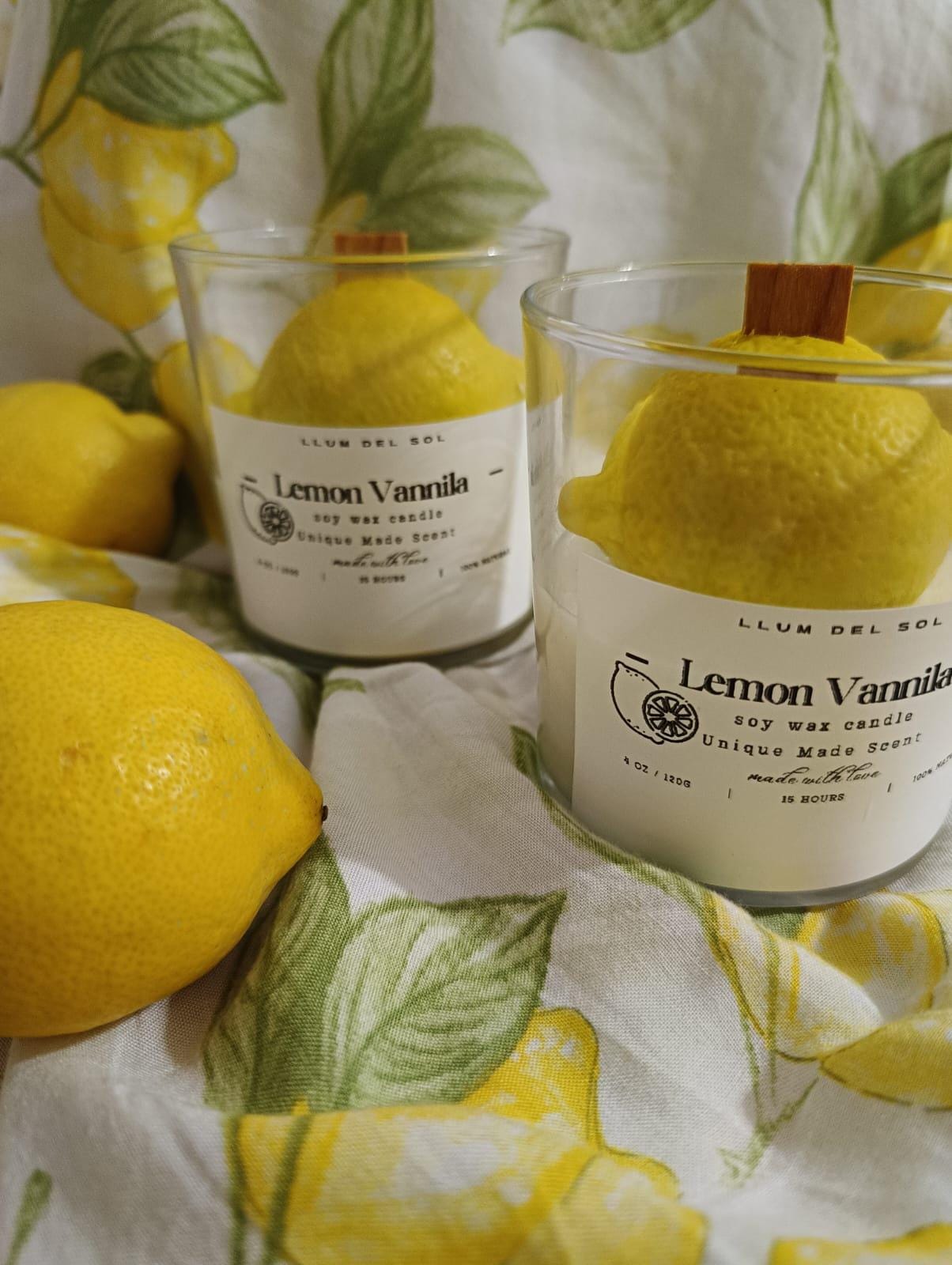 Lemon Vanilla Soy Candle | Handmade Citrus Candle with Wooden Wick | Fresh Kitchen Scent | Natural Soy Wax | Gift for Her | Summer Candle