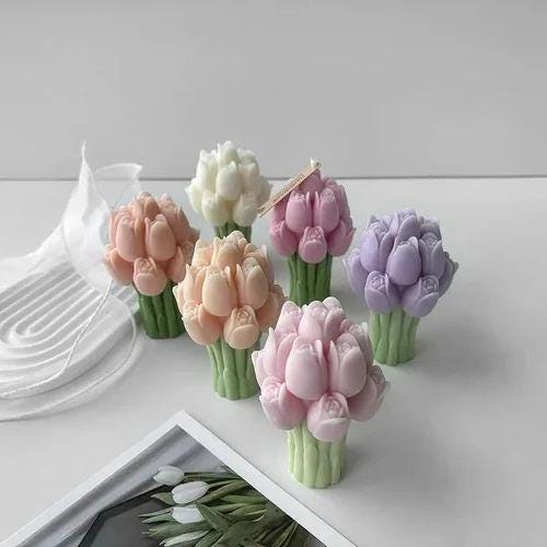 Tulip Flower Candle: Soy Wax, Vegan, Handmade Decorative Candle