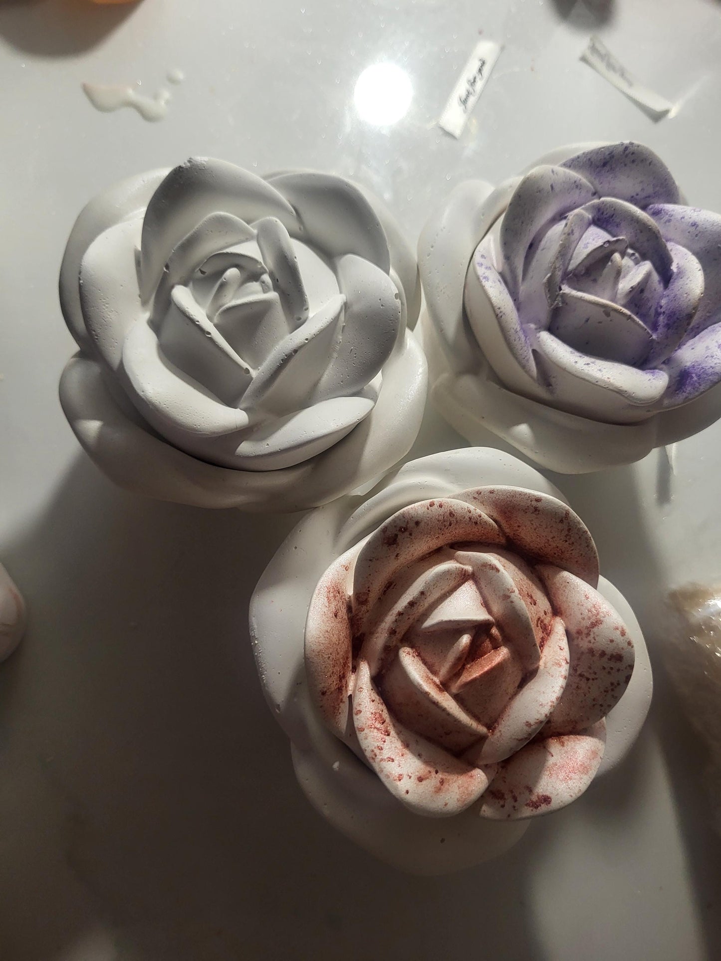 Handmade Rose Cement Candle | English Rose & Pink Petals | Romantic Floral Candle | Artisan Soy Wax Candle | Unique Gift | Rose for Mom