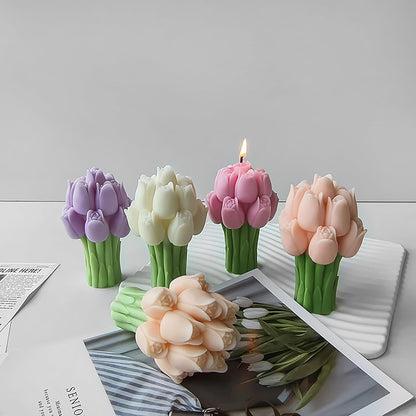 Tulip Flower Candle: Soy Wax, Vegan, Handmade Decorative Candle