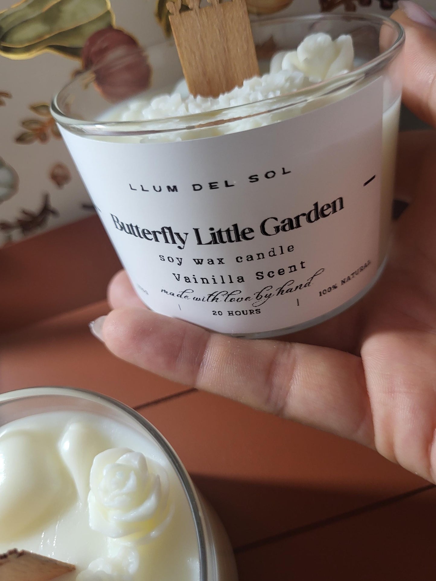 Butterfly Flower Candle: Hand-Poured Soy Wax with Wooden Wick