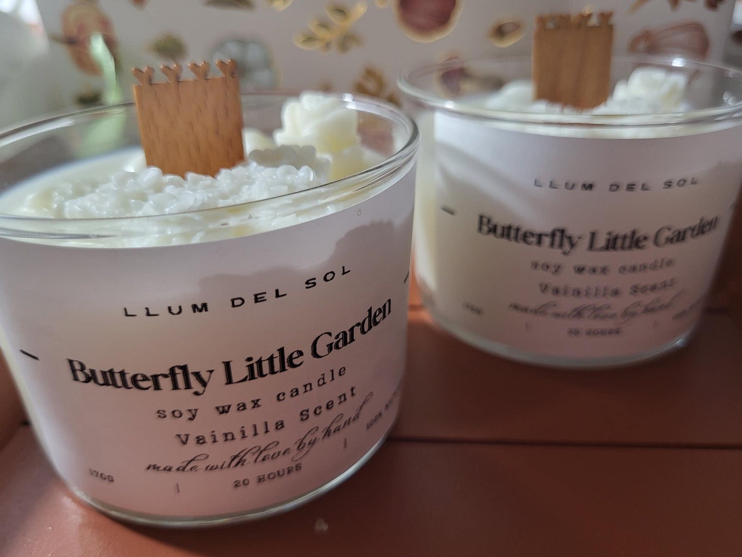 Butterfly Flower Candle: Hand-Poured Soy Wax with Wooden Wick