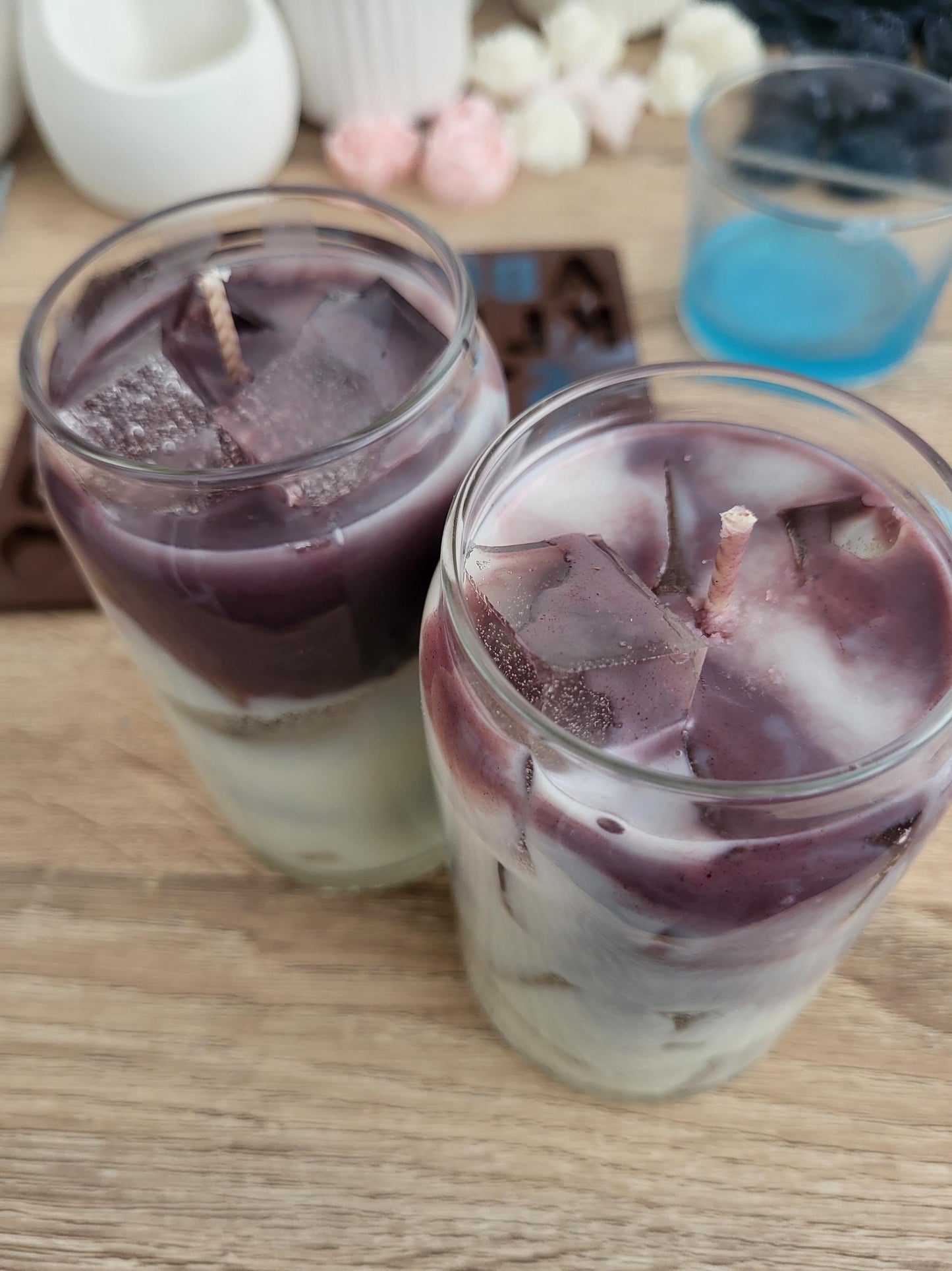 Bougie au café glacé : parfum vanille latte, bougie en cire de soja végétalienne