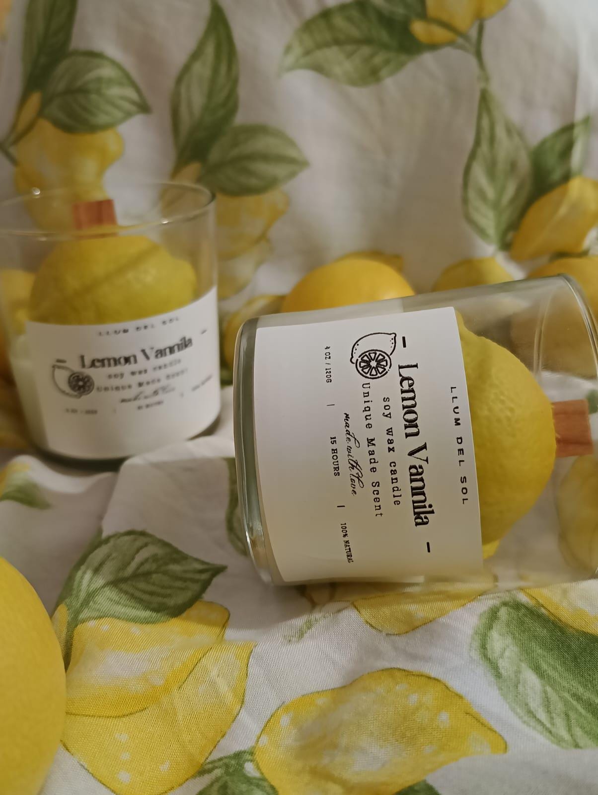 Lemon Vanilla Soy Candle | Handmade Citrus Candle with Wooden Wick | Fresh Kitchen Scent | Natural Soy Wax | Gift for Her | Summer Candle