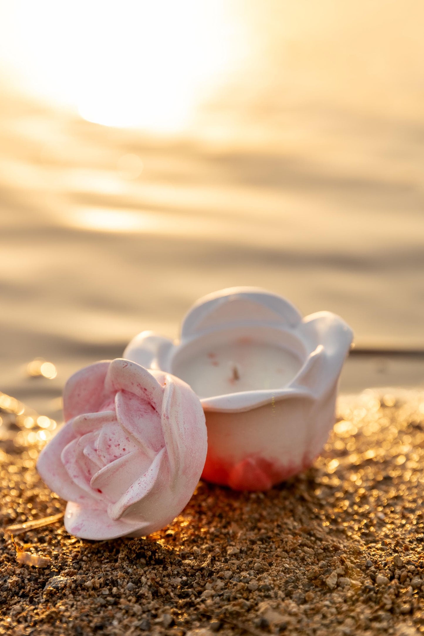 Handmade Rose Cement Candle | English Rose & Pink Petals | Romantic Floral Candle | Artisan Soy Wax Candle | Unique Gift | Rose for Mom