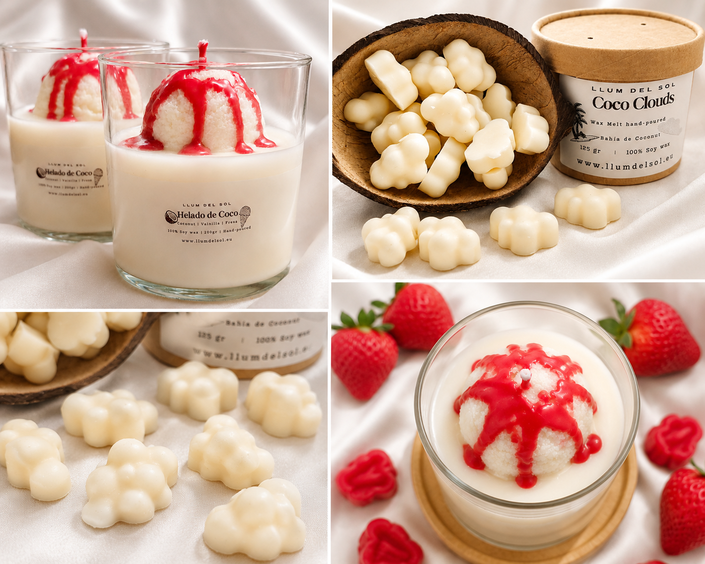 vela y wax melt con fragrancia de coconut