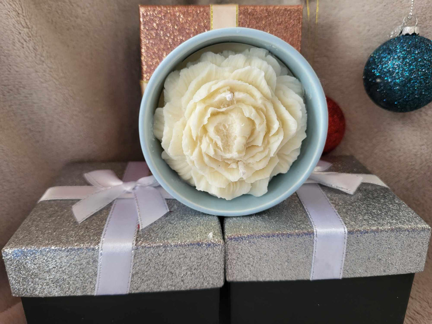 Handmade Floral Soy Candle: Wooden Wick, Vegan Home Decor