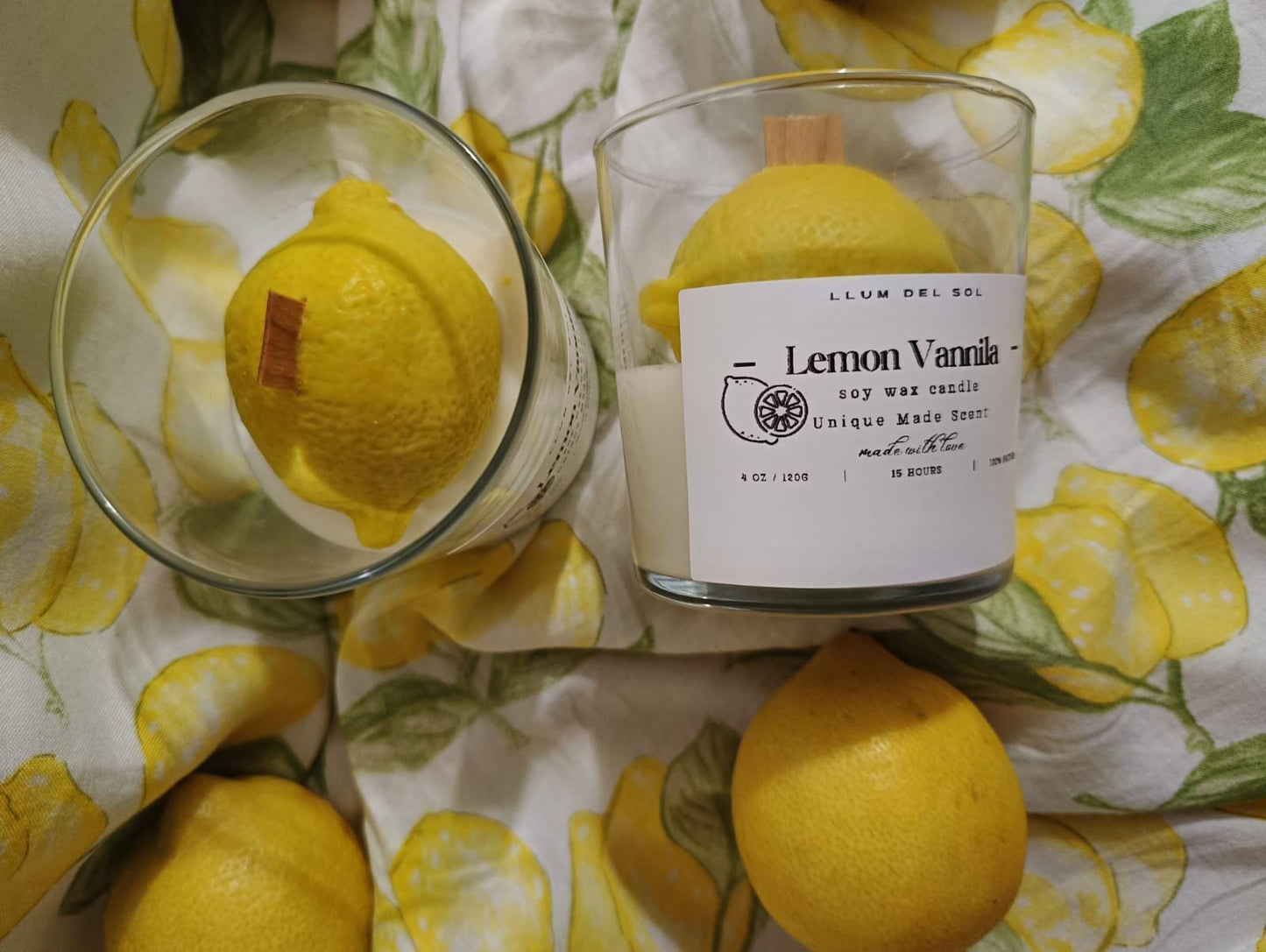 Lemon Vanilla Soy Candle | Handmade Citrus Candle with Wooden Wick | Fresh Kitchen Scent | Natural Soy Wax | Gift for Her | Summer Candle