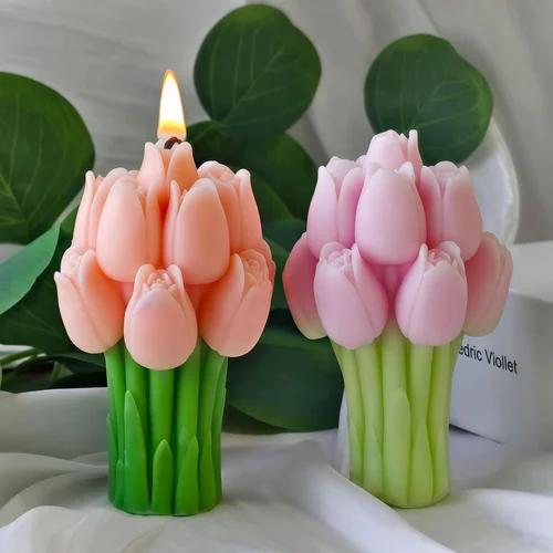Tulip Flower Candle: Soy Wax, Vegan, Handmade Decorative Candle