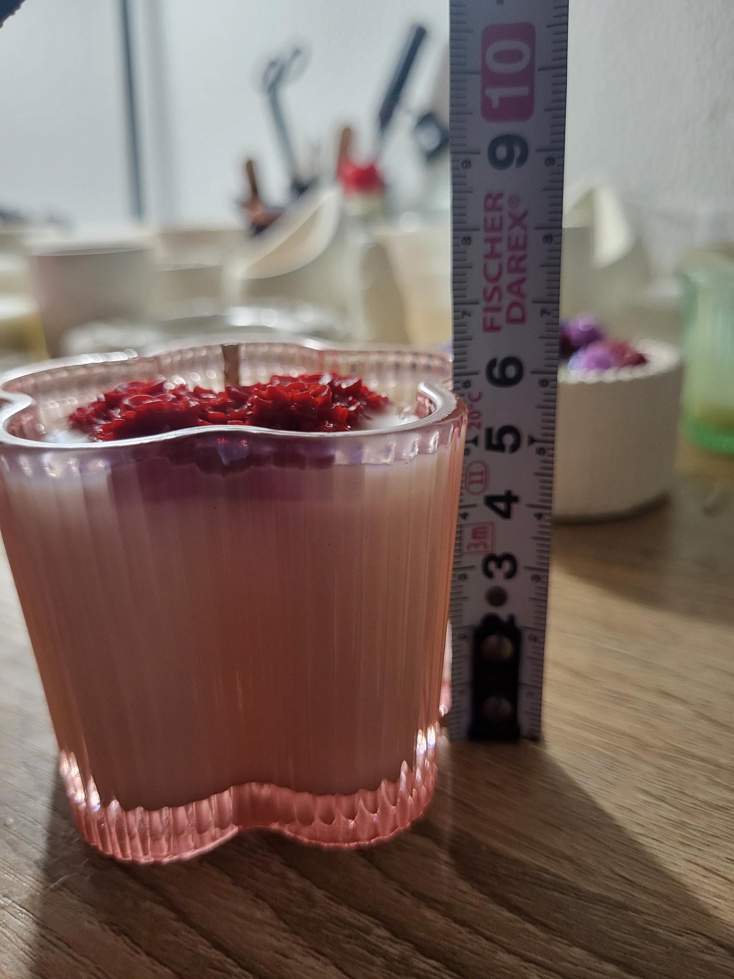 Butterfly Flower Soy Candle: Pear & Freesia Scent, Vegan Floral Wax Art