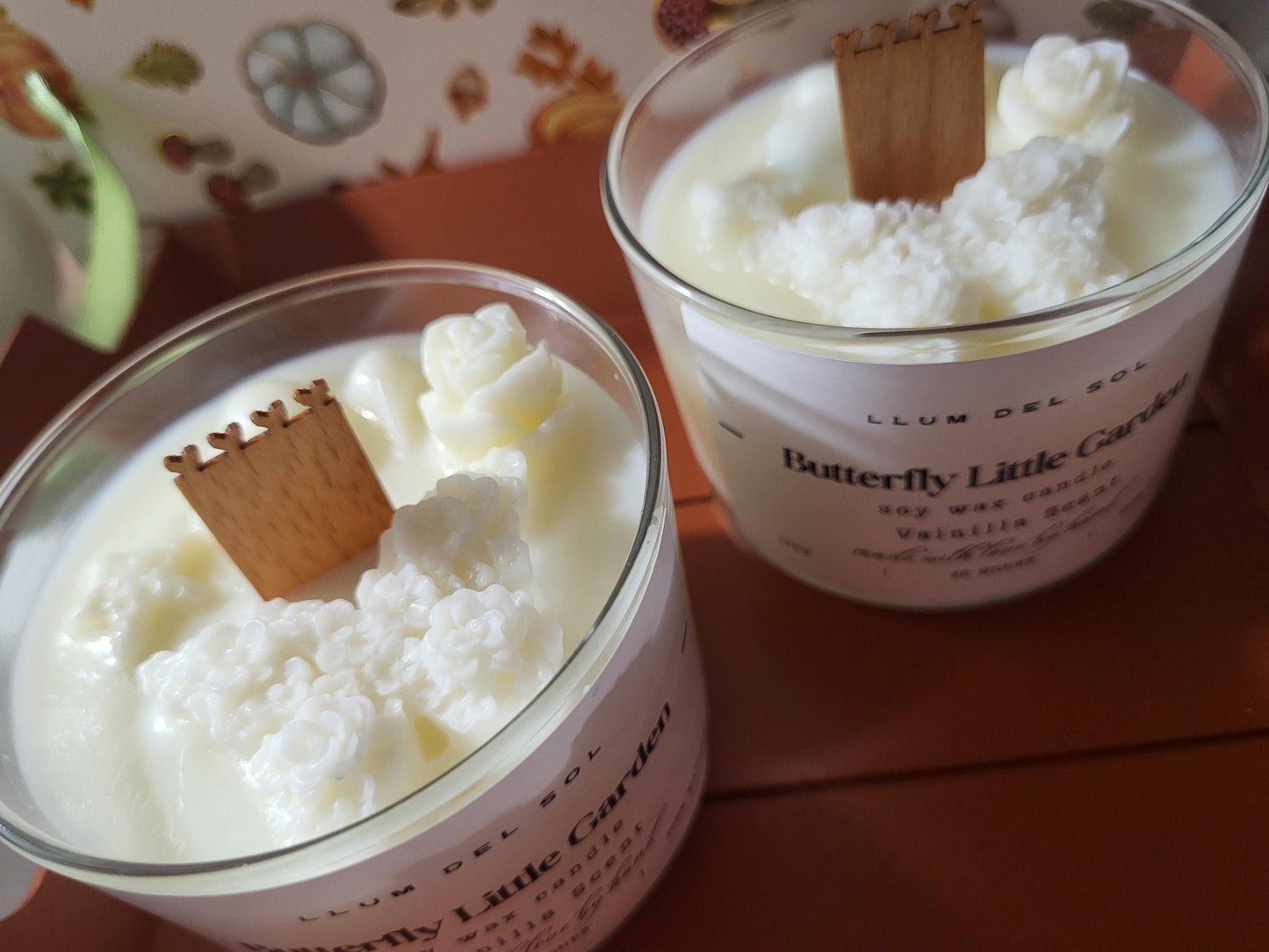 Butterfly Flower Candle: Hand-Poured Soy Wax with Wooden Wick