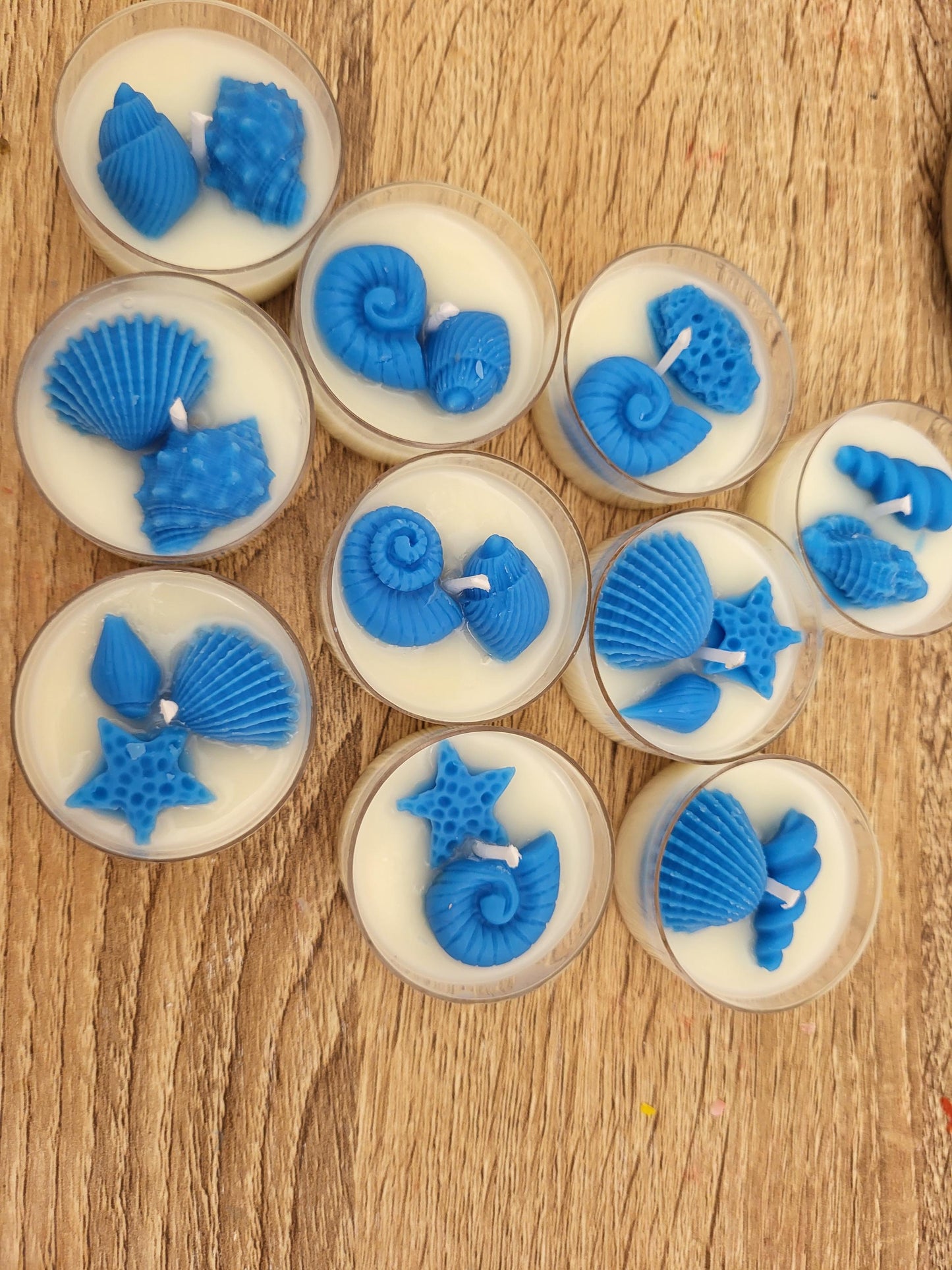 Ocean Breeze Tealight Candles: Shell & Starfish Soy Wax Melts, Beach Decor