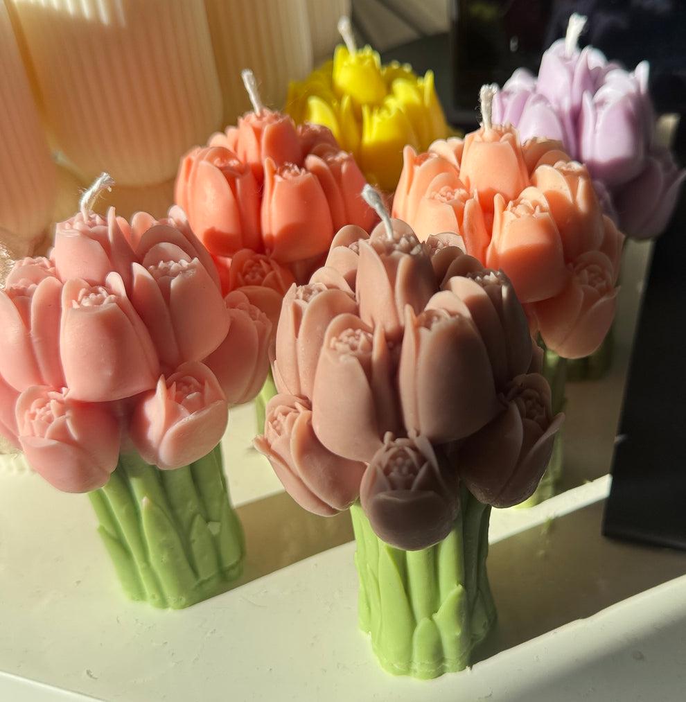 Tulip Flower Candle: Soy Wax, Vegan, Handmade Decorative Candle