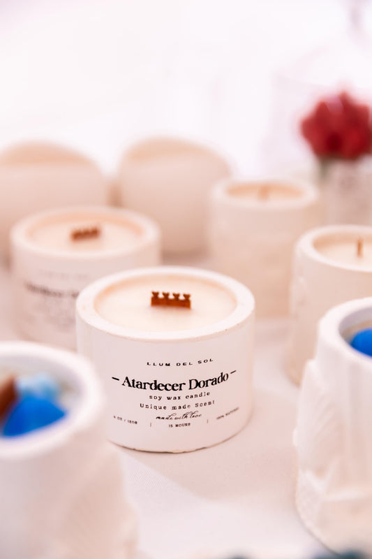 Amber & Vanilla Soy Wax Candle: Mediterranean Sunset Scent