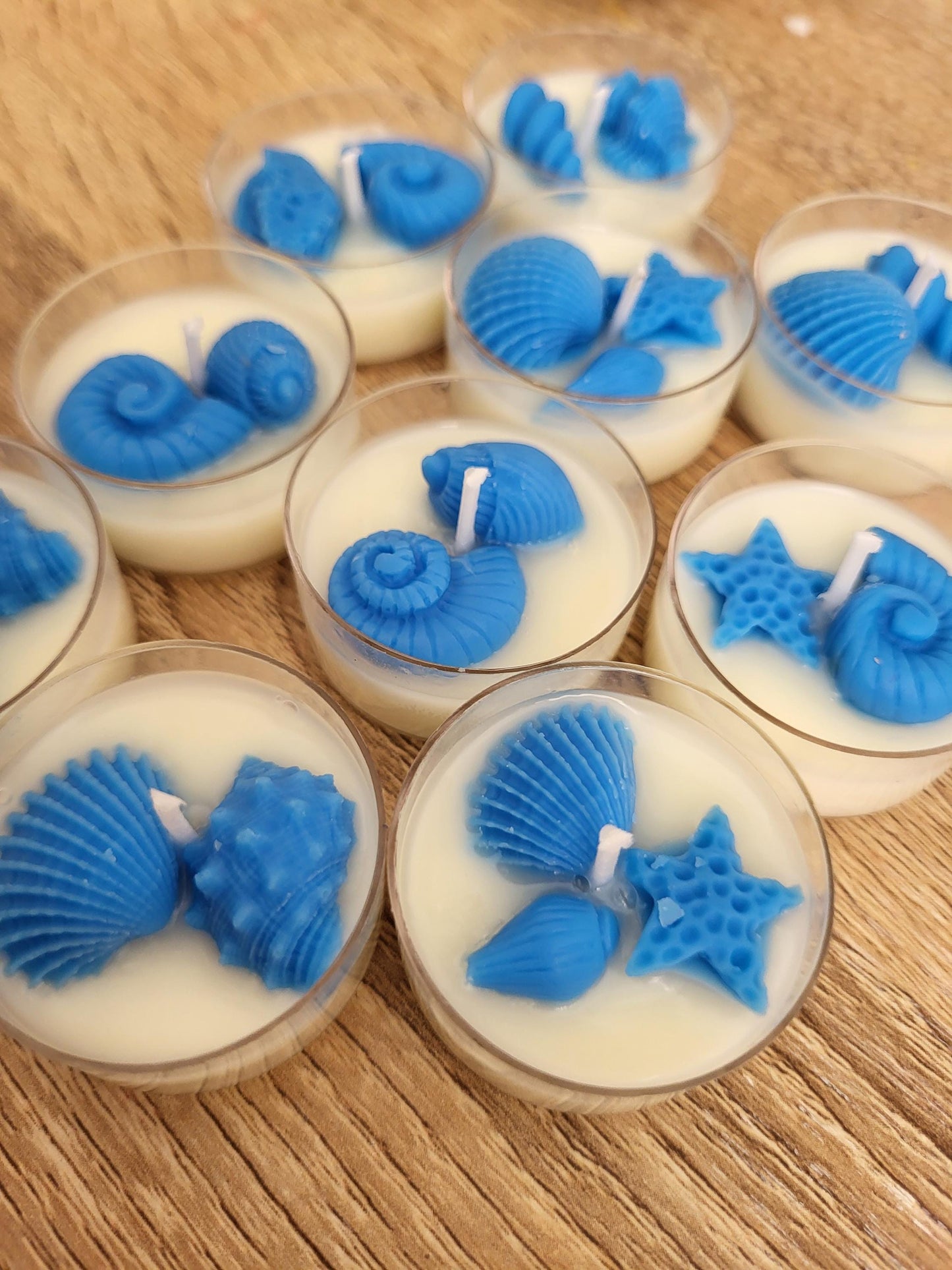 Ocean Breeze Tealight Candles: Shell & Starfish Soy Wax Melts, Beach Decor