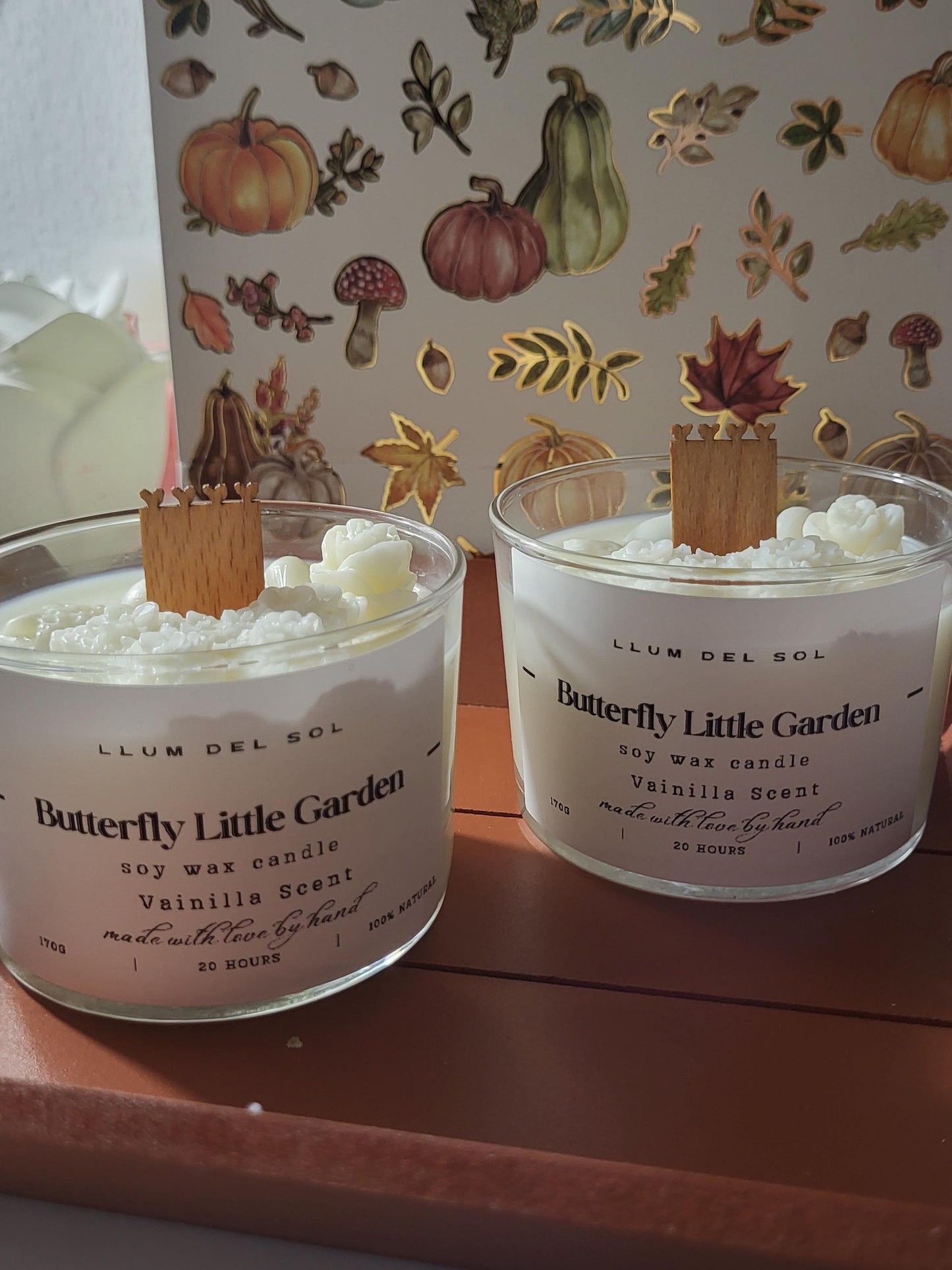 Butterfly Flower Candle: Hand-Poured Soy Wax with Wooden Wick