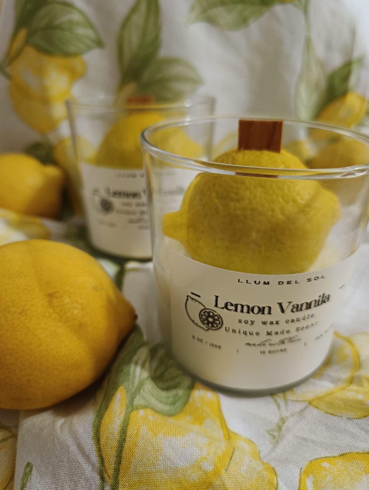 Lemon Vanilla Soy Candle | Handmade Citrus Candle with Wooden Wick | Fresh Kitchen Scent | Natural Soy Wax | Gift for Her | Summer Candle