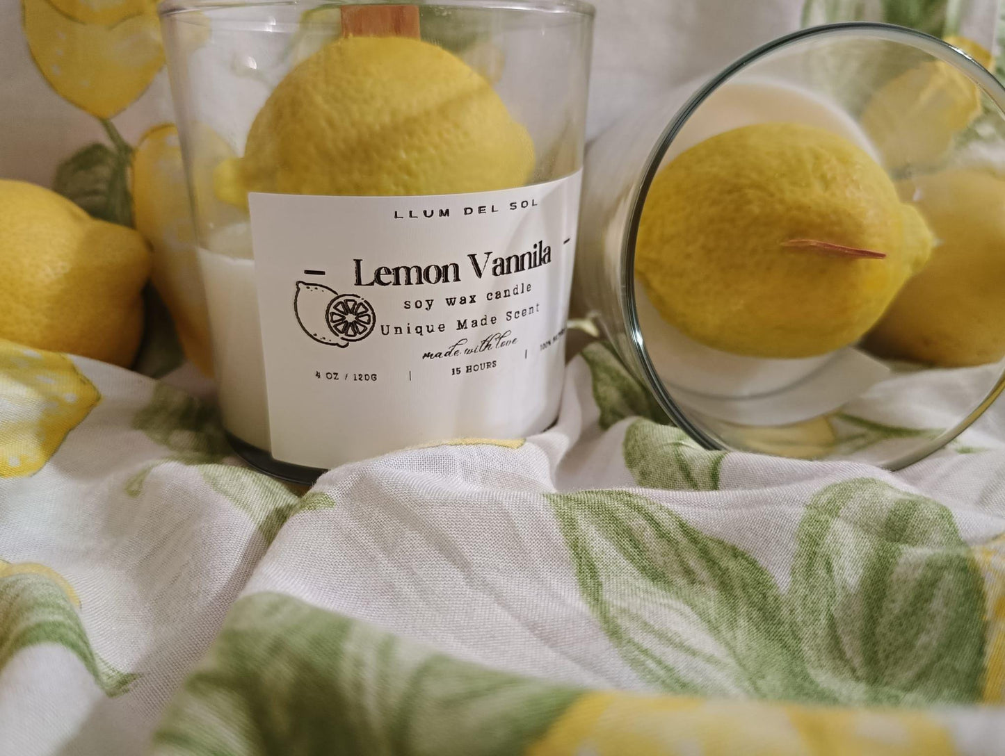 Lemon Vanilla Soy Candle | Handmade Citrus Candle with Wooden Wick | Fresh Kitchen Scent | Natural Soy Wax | Gift for Her | Summer Candle