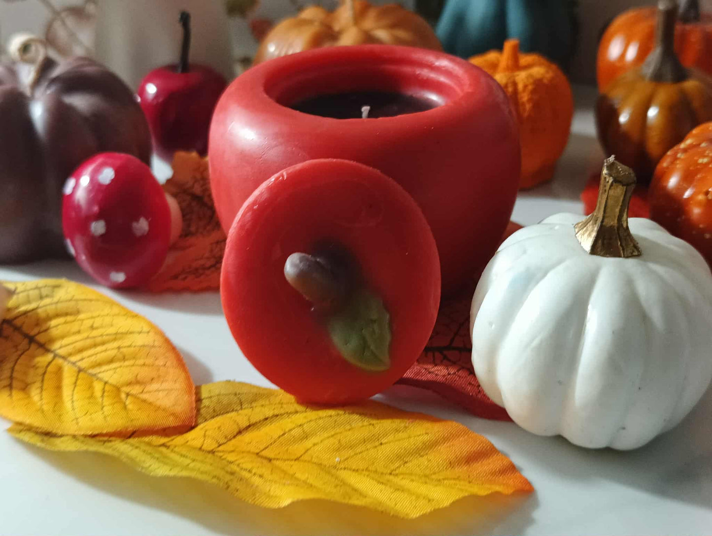Handmade Poisoned Apple Candle: Red Apple Scented Soy Wax - Fall Decor
