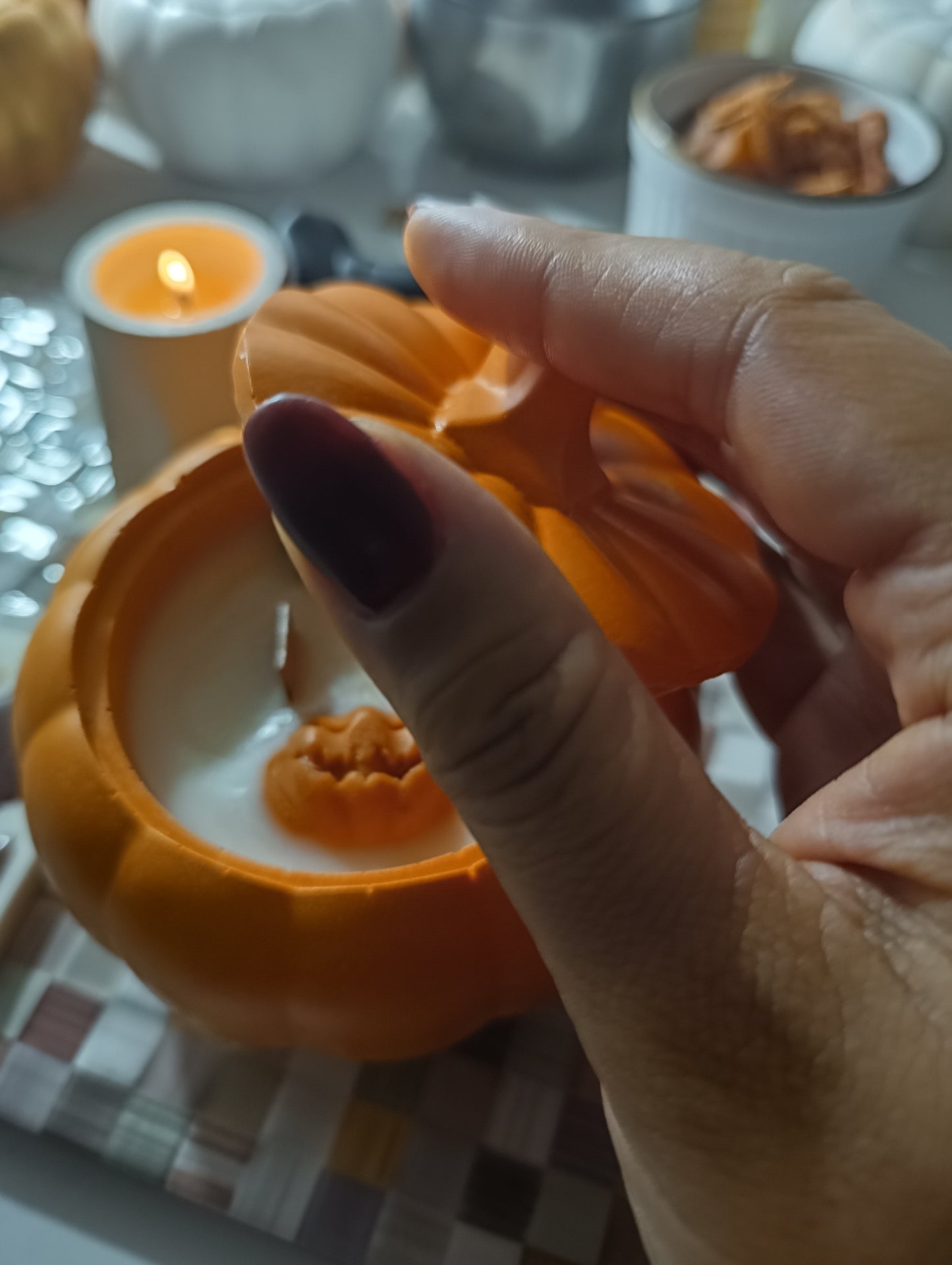 Pumpkin Pot Autumn Decoration – Handmade Fall Craft Pot, Candle Holder and Jewelry Dish, Cozy Pumpkin Decor for Home & Halloween