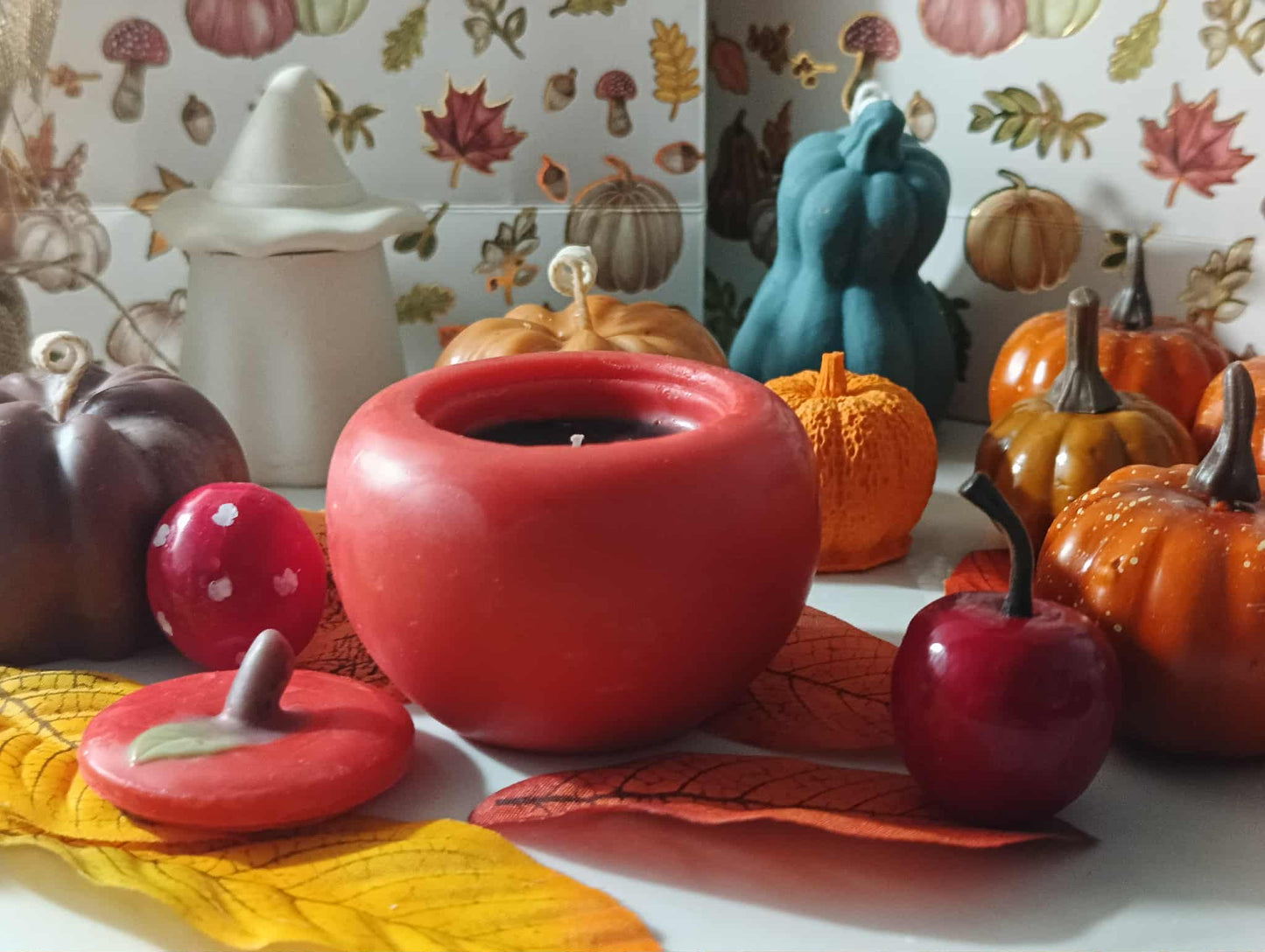 Handmade Poisoned Apple Candle: Red Apple Scented Soy Wax - Fall Decor