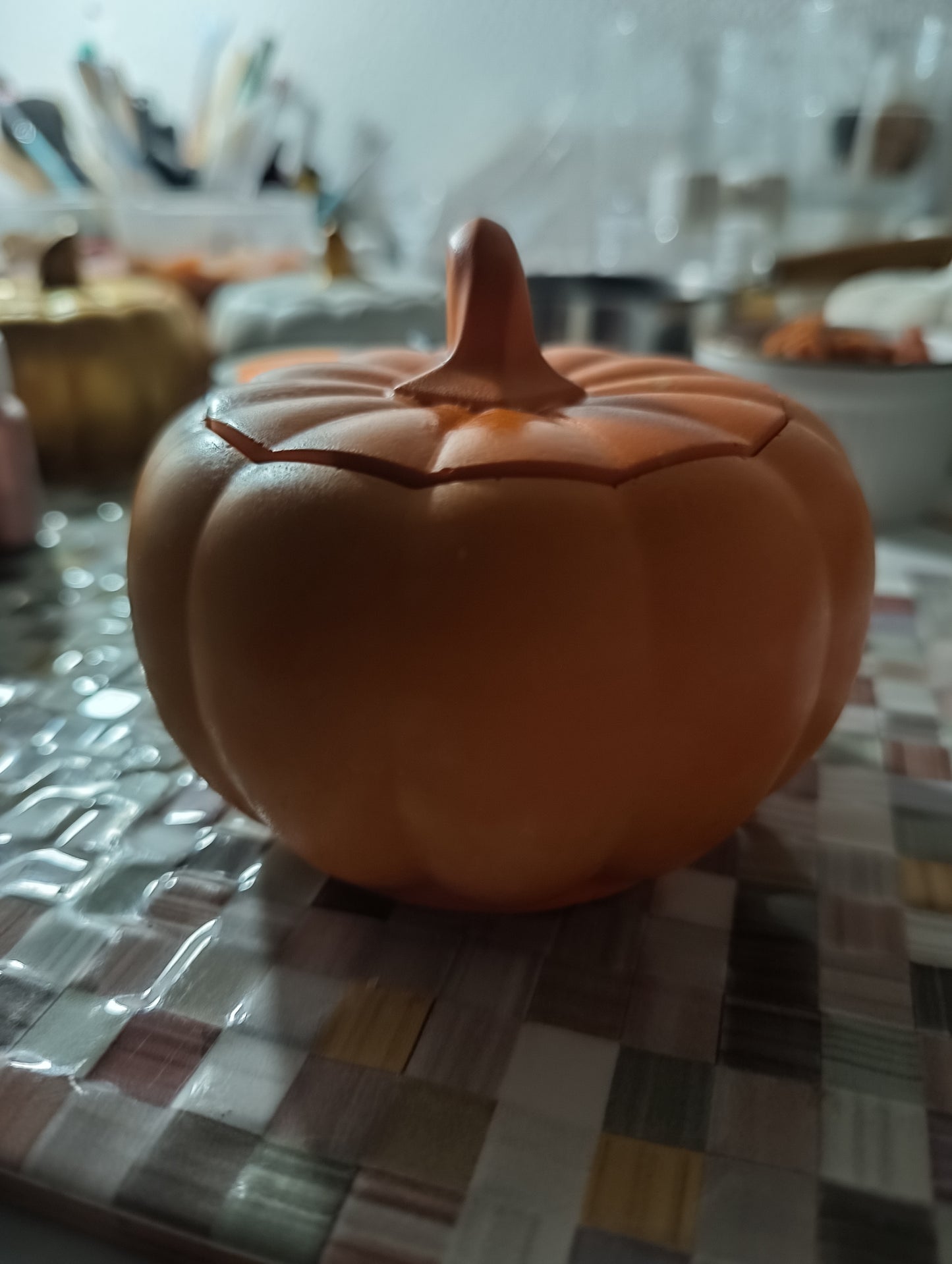 Pumpkin Pot Autumn Decoration – Handmade Fall Craft Pot, Candle Holder and Jewelry Dish, Cozy Pumpkin Decor for Home & Halloween