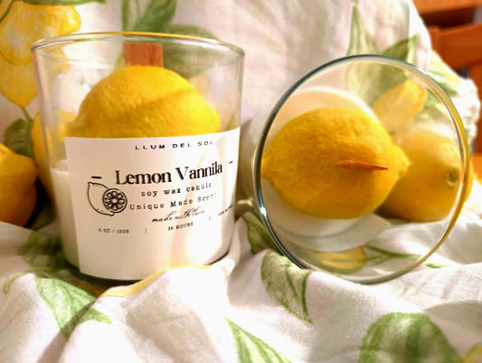 Lemon Vanilla Soy Candle | Handmade Citrus Candle with Wooden Wick | Fresh Kitchen Scent | Natural Soy Wax | Gift for Her | Summer Candle