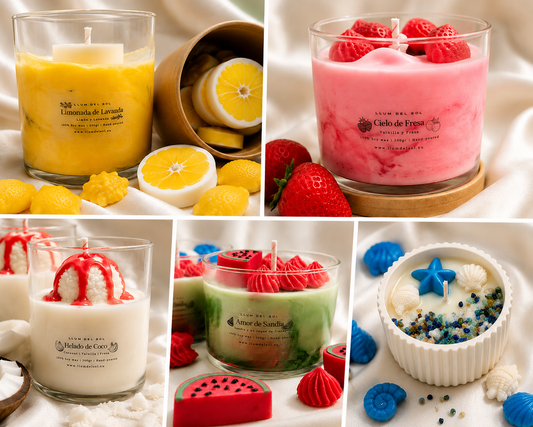 Pack Colección Verano – 5 Velas Artesanales de Cera de Soja Mediterráneas | LLUM DEL SOL