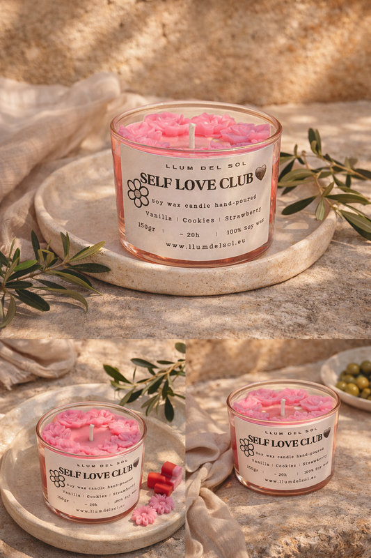 Vela artesanal con cera de soja para self care