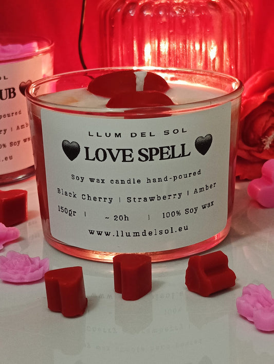 Love Spell – Vela de Soja Romántica para Parejas | Black Cherry, Strawberry & Amber