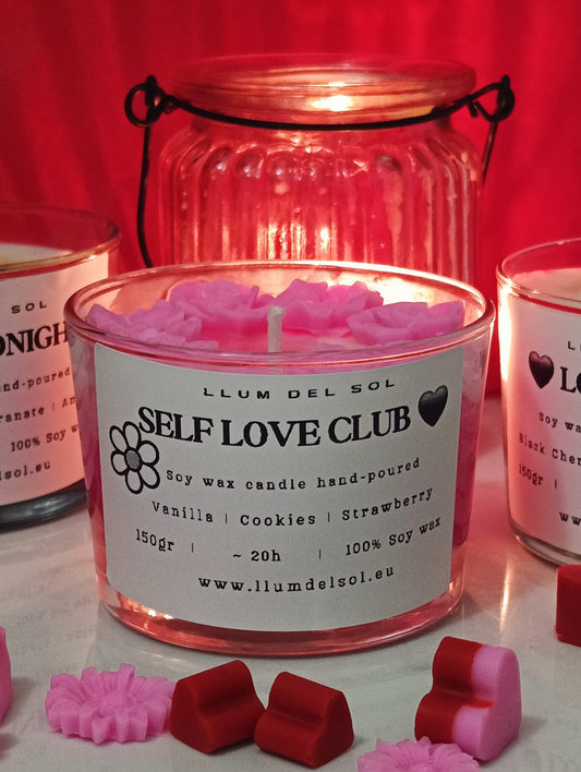 Self Love Club – Vela de Soja para el Autocuidado | Vainilla, Cookies y Fresa
