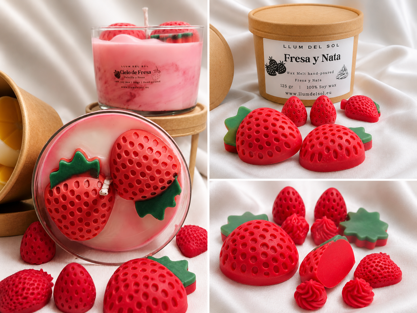 vela y  wax melts de fresas