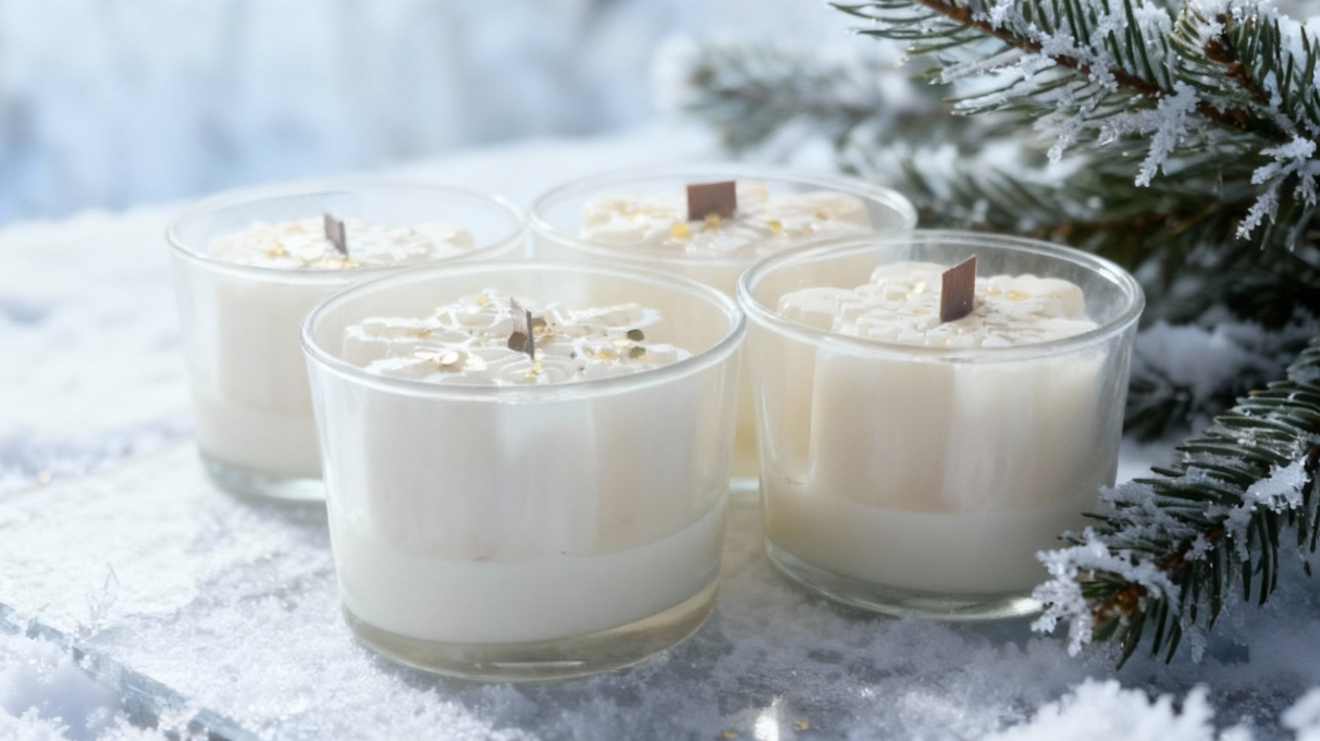 Snowflake Glow Soy Candle – Vanilla, Caramelized Apple & Santa’s Cookies | Handmade Christmas Candle